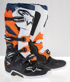 ALPINESTARS TECH 7 ENDURO BOOTS BLACK/ORANGE/WHITE/BLUE SZ 10 2012114-1427-10