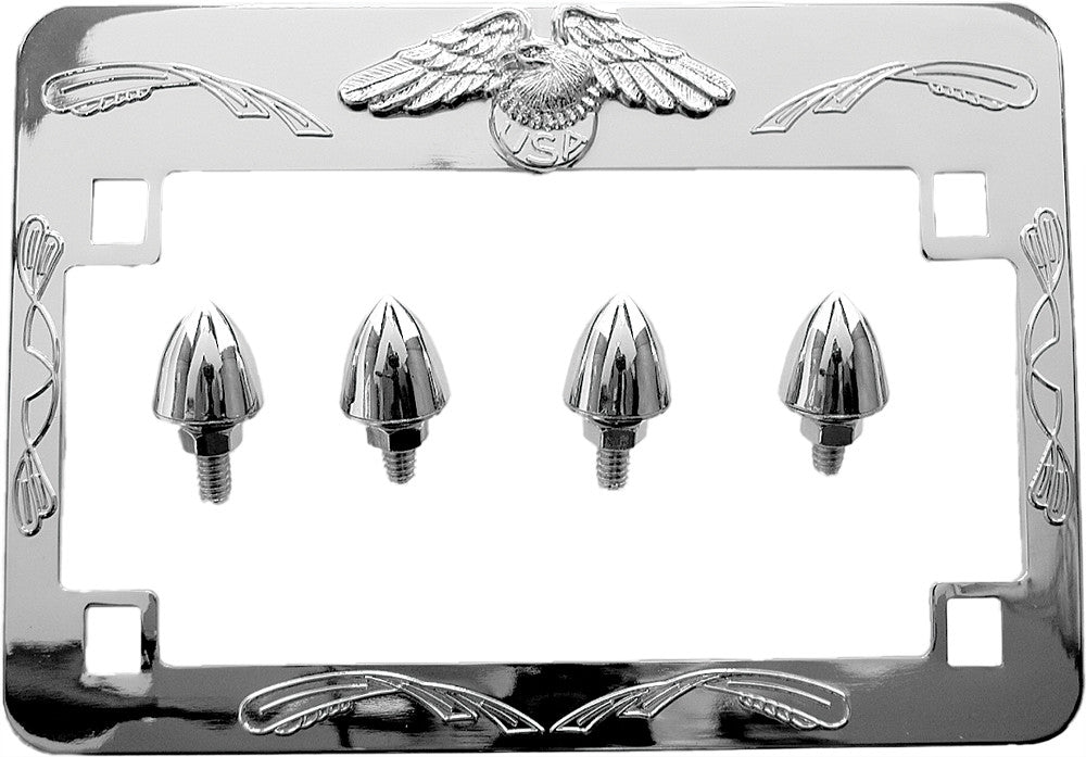 EMGO EAGLE LICENSE FRAME CHROME W/BULLET BOLTS 86-42640
