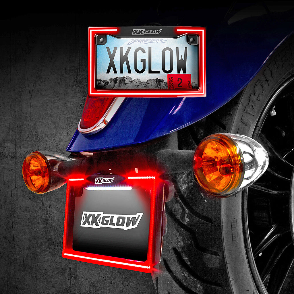 XK GLOW LICENSE PLATE FRAME LIGHT WITH TURN SIGNAL CHROME XK034018-W