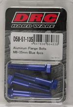 Load image into Gallery viewer, DRC ALUMINUM FLANGE BOLTS BLUE M6X35MM 4/PK D58-51-135