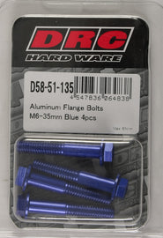 DRC ALUMINUM FLANGE BOLTS BLUE M6X35MM 4/PK D58-51-135