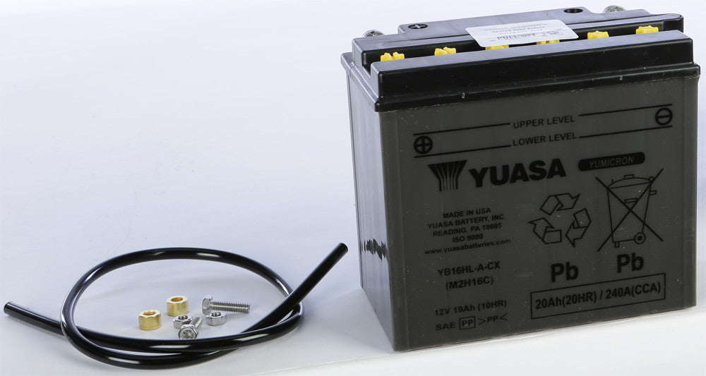 YUASA BATTERY YB16HL-A-CX CONVENTIONAL YUAM2H16C-atv motorcycle utv parts accessories gear helmets jackets gloves pantsAll Terrain Depot