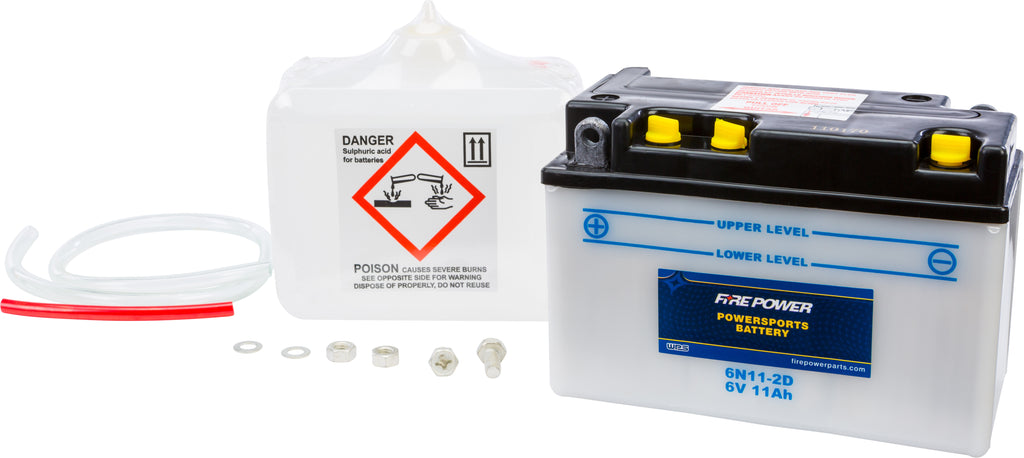 FIRE POWER BATTERY W/ACID 6N11-2D 6V 6N11-2D-atv motorcycle utv parts accessories gear helmets jackets gloves pantsAll Terrain Depot