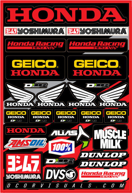 D'COR TEAM GEICO HONDA DECAL SHEET 12"X18" 40-10-114