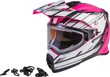 Load image into Gallery viewer, GMAX AT-21S EPIC SNOW HELMET W/ELEC SHIELD PINK/WHITE/BLACK XS G4211403