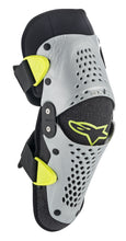 Load image into Gallery viewer, ALPINESTARS YOUTH SX-1 KNEE GUARDS SILVER/YELLOW SM/MD 6546319-195-S/M