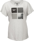 FLY RACING TETRAD LADIES TEE HEATHER WHITE S 356-0354S