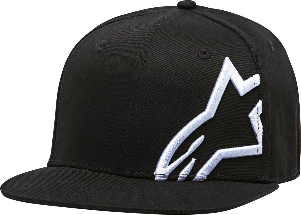 ALPINESTARS CORP SNAP HAT BLACK/WHITE FLAT BILL 1139-81505-1020