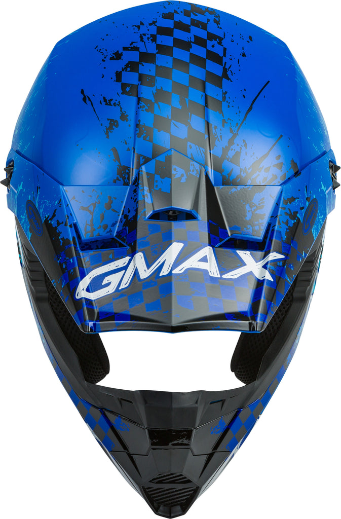 GMAX YOUTH MX-46Y OFF-ROAD ANIM8 HELMET BLUE/SILVER/BLACK YL G3461042
