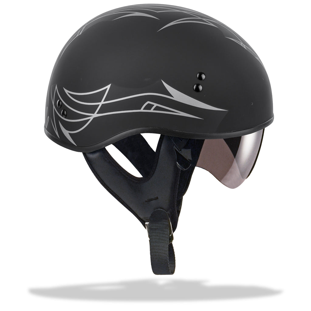 GMAX HH-65 HALF HELMET PIN NAKED MATTE BLACK/DARK SILVER XS G1658073