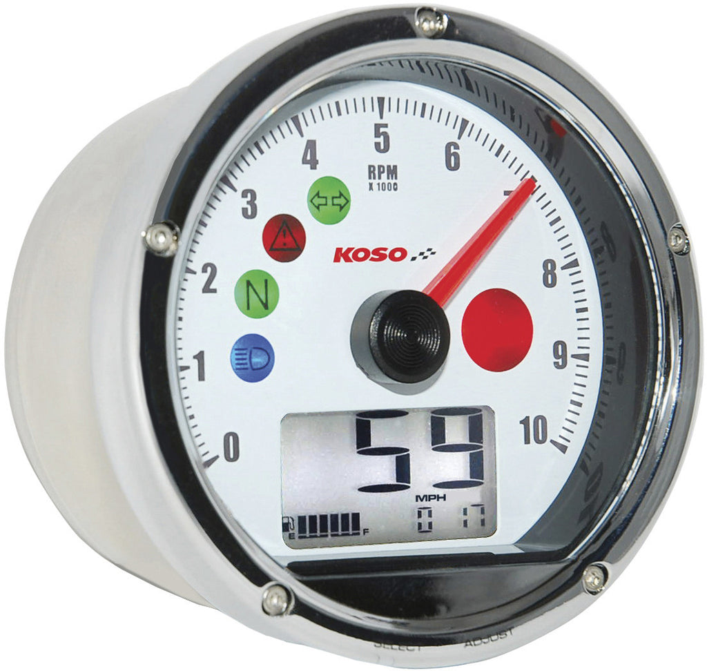 KOSO TNT-01 MULTIFUNCTION SPEEDOMETER WHITE BA035W00-HD
