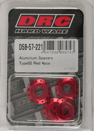 DRC ALUMINUM SPACERS TYPE 2 RED M6X12MM 4/PK D58-57-221