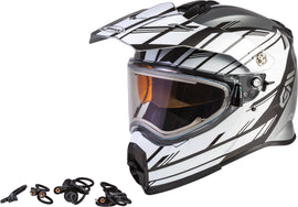 GMAX AT-21S EPIC SNOW HELMET W/ELEC SHIELD SILVER/WHITE/BLACK XS G4211123