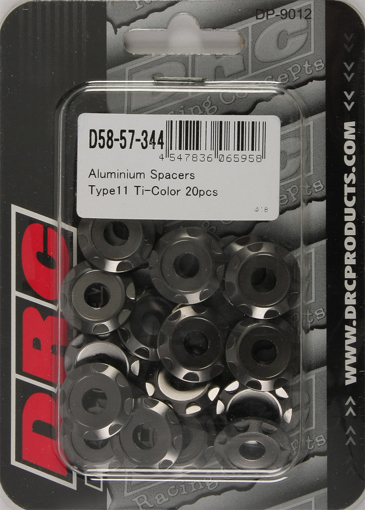 DRC ALUMINUM SPACERS TYPE 11 TITANIUM M6X12MM 20/PK D58-57-344