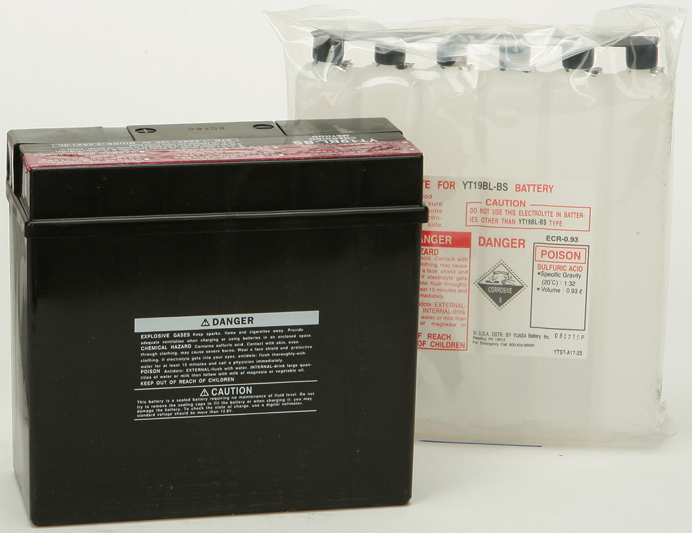 YUASA BATTERY YT19BL-BS MAINTENANCE FREE YUAM6219BL-atv motorcycle utv parts accessories gear helmets jackets gloves pantsAll Terrain Depot