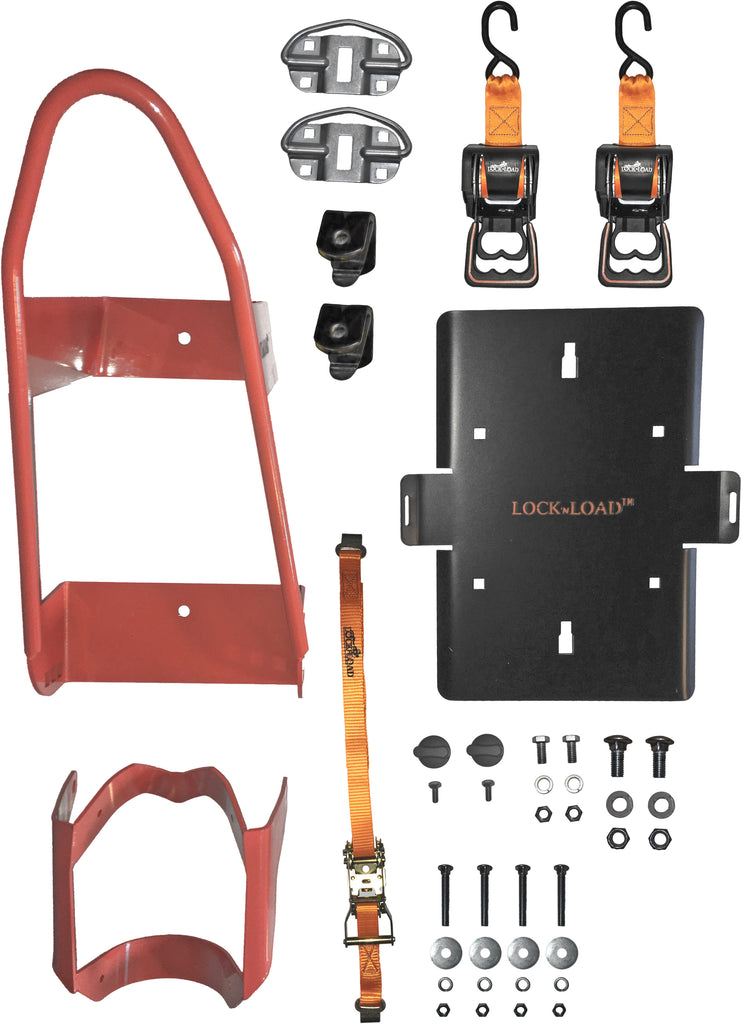 LOCK AND LOAD MOTORCYCLE COMBO FRONT CHOCK WITH REAR RATCHET TIE STRAPS BK1000