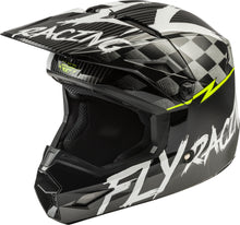 Load image into Gallery viewer, FLY RACING YOUTH KINETIC SKETCH HELMET BLACK/WHITE/HI-VIS YL 73-3468YL