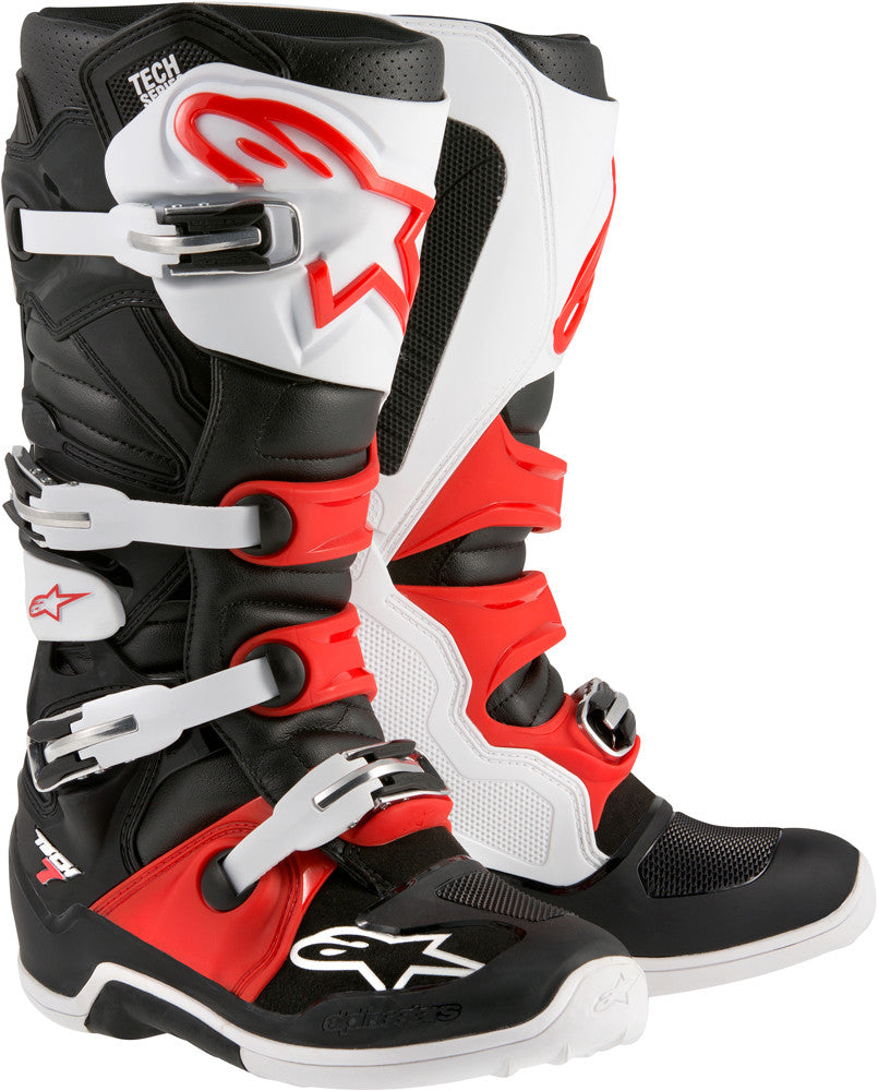 ALPINESTARS TECH 7 BOOTS BLACK/WHITE/RED SZ 16 2012014-123-16