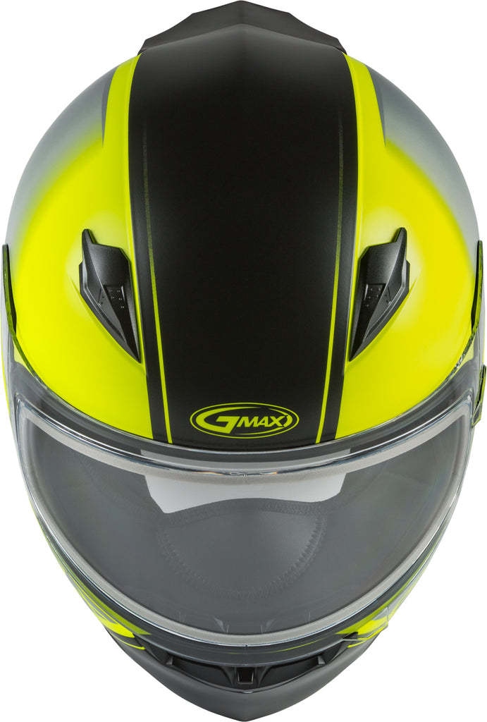 GMAX FF-49S HAIL SNOW HELMET W/ELEC SHIELD MATTE HI-VIS/BLK/GRY 2X G4491748