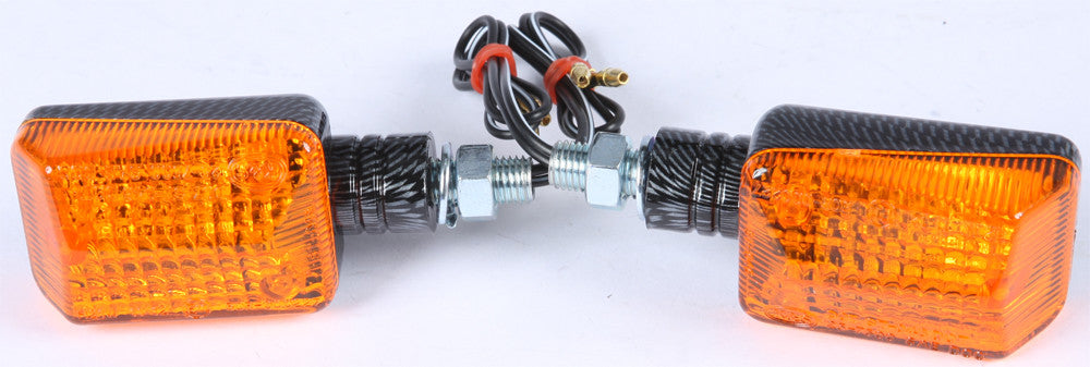 K&S UNIVERSAL SIGNAL LIGHTS CARBON W/AMBER LENS 25-7501-atv motorcycle utv parts accessories gear helmets jackets gloves pantsAll Terrain Depot