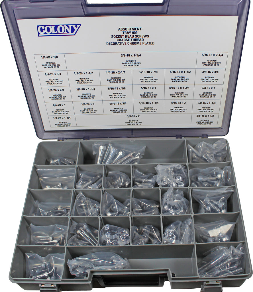 COLONY MACHINE HARDWARE ASSORTMENT TRAY SOCKETHEAD SCREWS COARSE TRAY-009