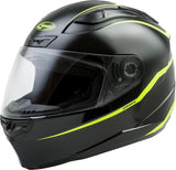 GMAX FF-88 FULL-FACE PRECEPT HELMET BLACK/HI-VIS YELLOW MD G1884605
