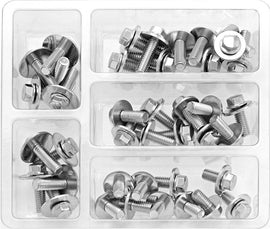 BOLT 8MM HEX FLANGE BOLT ASSORTMENT W/16MM WASHER 40 PIECE KIT SV-M6SEMS