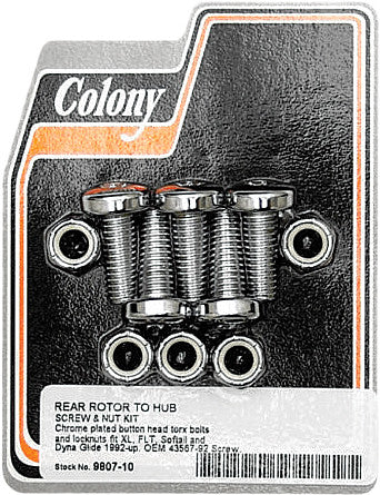 COLONY MACHINE BRAKE ROTOR HARDWARE REAR TORX SCREW KIT 9807-10
