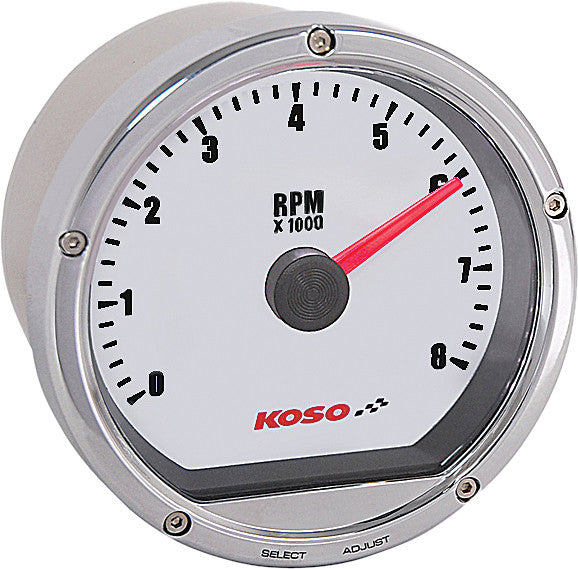 KOSO TNT TACHOMETER 8000 RPM CHROME CASING BA035102-atv motorcycle utv parts accessories gear helmets jackets gloves pantsAll Terrain Depot