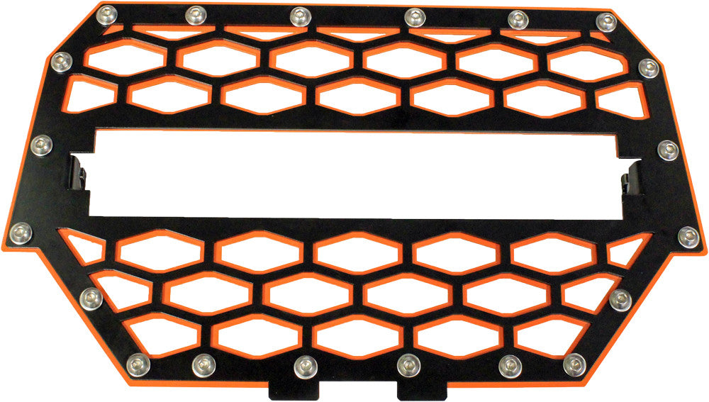 MODQUAD 2-PANEL FRONT GRILL BLACK/ORANGE W/10" LIGHT BAR RZR-FGLS-1K-OR-atv motorcycle utv parts accessories gear helmets jackets gloves pantsAll Terrain Depot