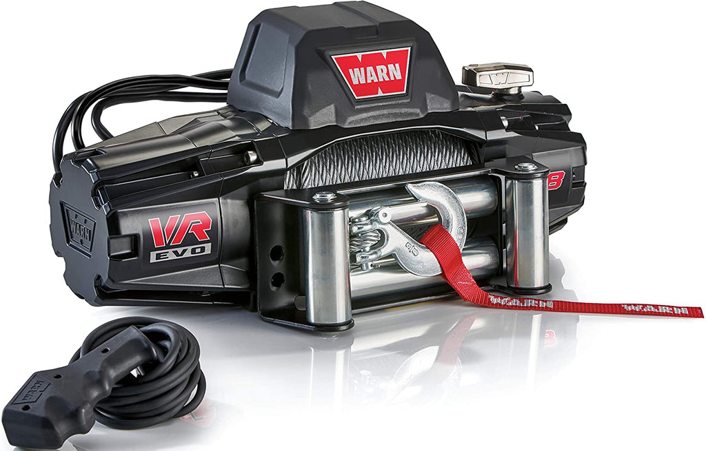 WARN 103250 VR EVO 8 Electric 12V DC Winch with Steel Cable Wire Rope: 5/16" Diameter x 90' Length, 4 Ton (8,000 lb) Pulling Capacity