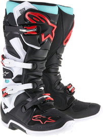 ALPINESTARS TECH 7 BOOTS BLACK/TURQ/WHITE/RED SZ 16 2012014-1071-16
