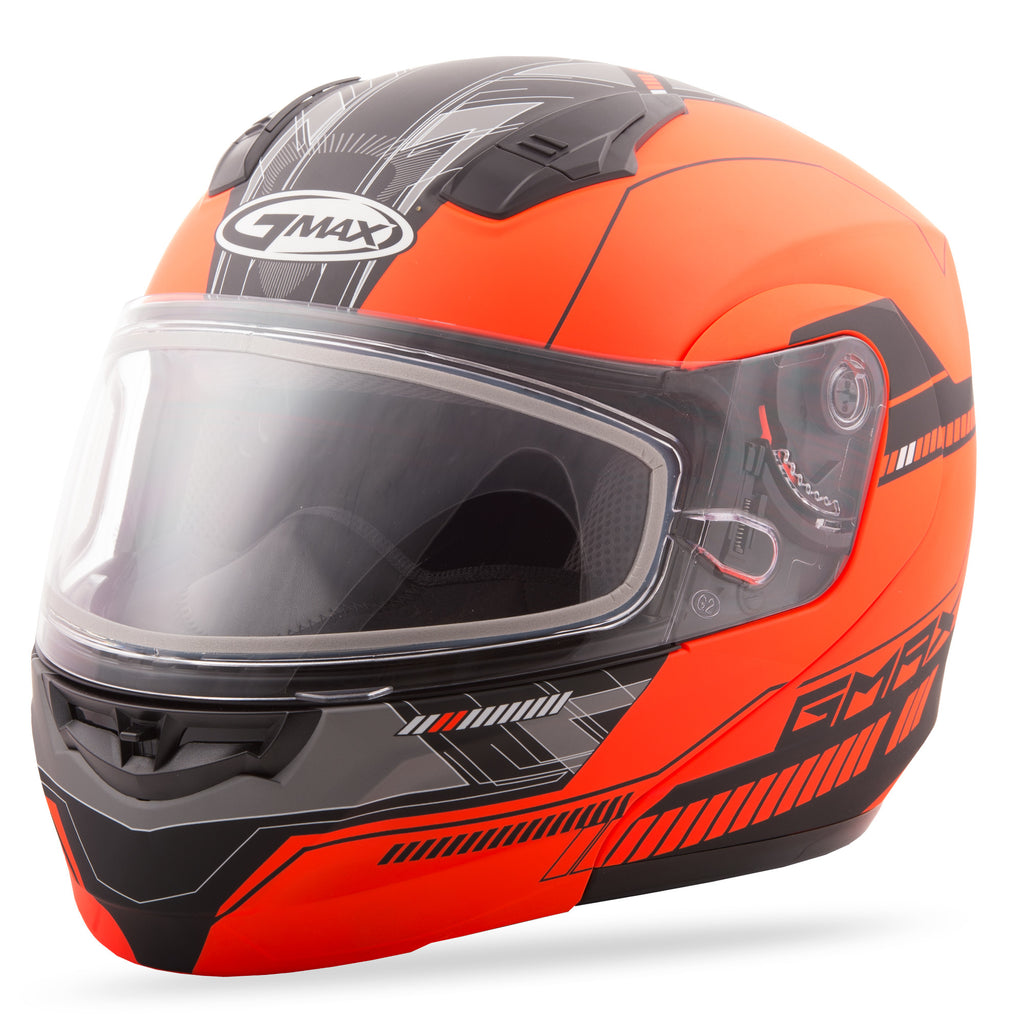 GMAX MD-04S MODULAR QUADRANT SNOW HELMET MATTE HI-VIS ORG/BLK XS G2041693 TC-26