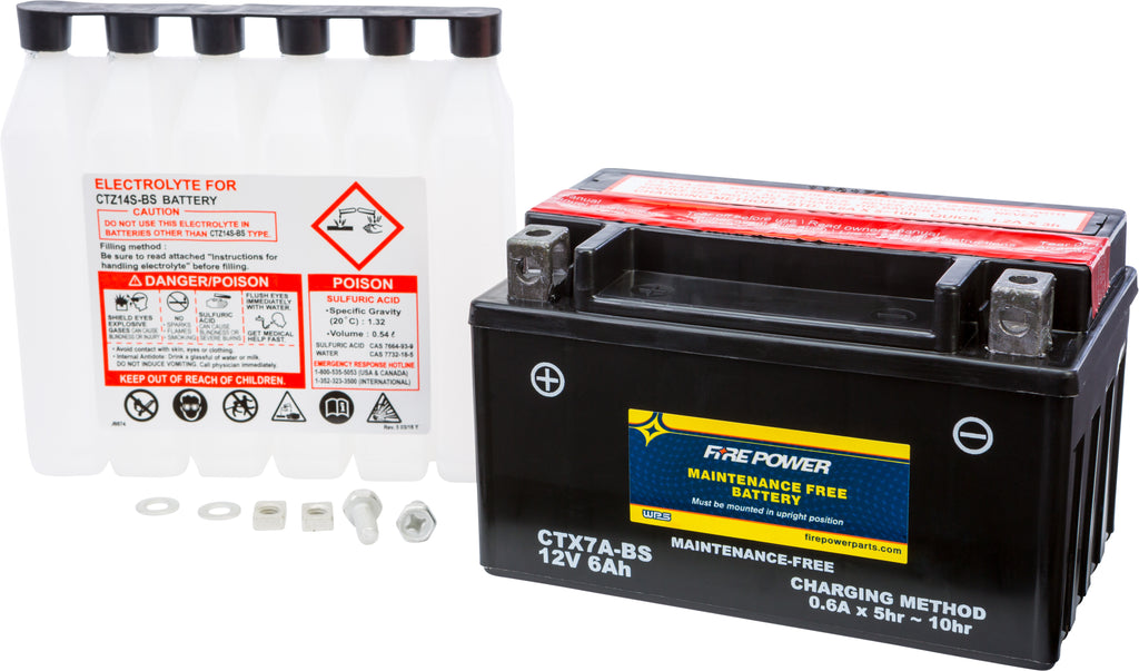 FIRE POWER BATTERY CTX7A-BS MAINTENANCE FREE CTX7A-BS-atv motorcycle utv parts accessories gear helmets jackets gloves pantsAll Terrain Depot