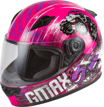 Load image into Gallery viewer, GMAX YOUTH GM-49Y BEASTS FULL-FACE HELMET PINK/PURPLE/GREY YL G1498402