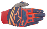 ALPINESTARS TECHSTAR GLOVES DARK BLUE/RED/ORANGE SM 3561019-7340-S