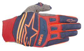 ALPINESTARS TECHSTAR GLOVES DARK BLUE/RED/ORANGE 2X 3561019-7340-XXL