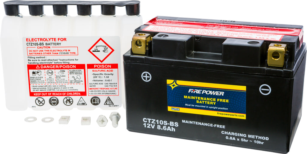 FIRE POWER BATTERY CTZ10S-BS MAINTENANCE FREE CTZ10S-BS-atv motorcycle utv parts accessories gear helmets jackets gloves pantsAll Terrain Depot
