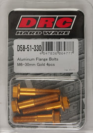 DRC ALUMINUM FLANGE BOLTS GOLD M6X30MM 4/PK D58-51-330