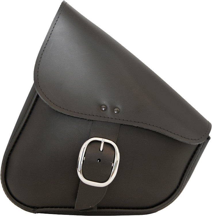 WILLIE & MAX LEATHER SWINGARM BAG BLACK W/CHROME BUCKLE 59823-00
