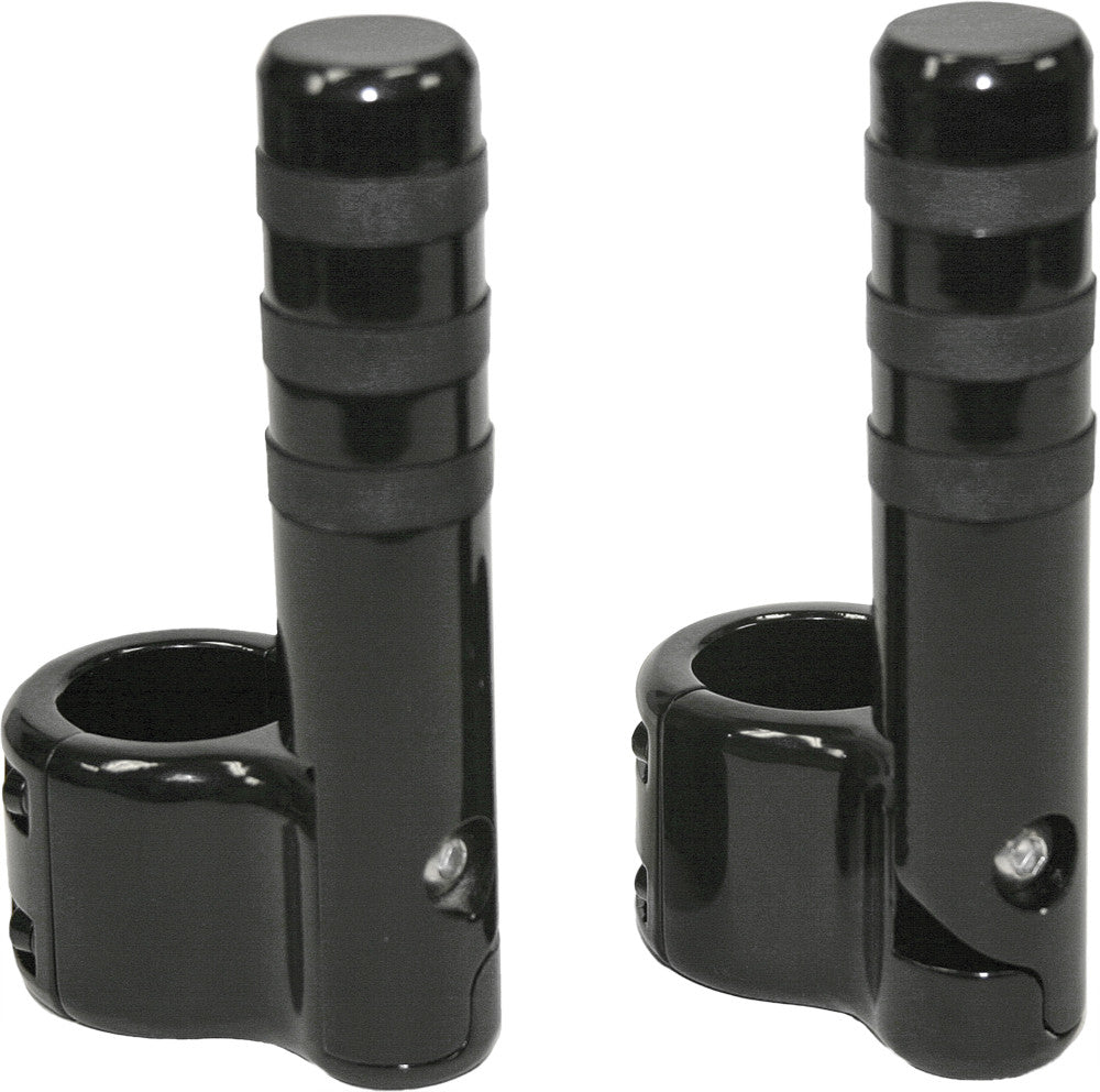 LINDBY CLAMP-ON PEGS BLK W/ WIDE O RING FOR 1 1/2" BAR BL715