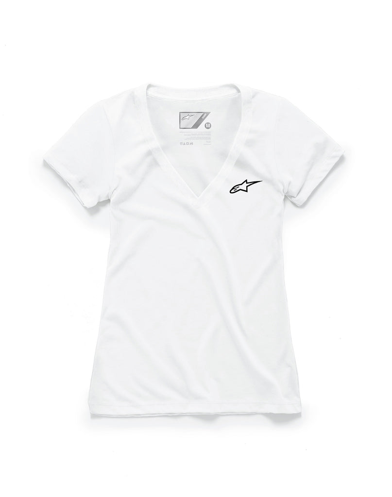 ALPINESTARS WOMEN'S AGELESS V-NECK TEE WHITE SM 1W38-73000-20-S