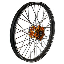 Load image into Gallery viewer, DUBYA FRONT WHEEL 1.40X14 ORANGE HUB BLACK RIM 56-3166OB