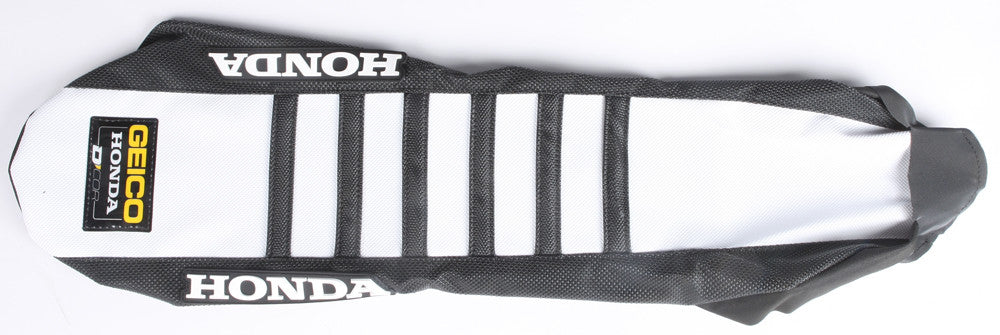 D'COR SEAT COVER GEICO REPLICA BLACK/WHITE W/RIBS 30-10-453