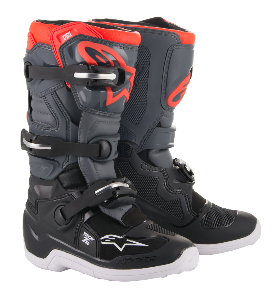 ALPINESTARS YOUTH TECH 7S BOOTS GREY/RED SZ 05 2015017-1133-5