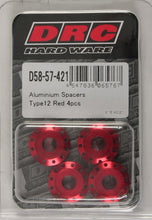 Load image into Gallery viewer, DRC ALUMINUM SPACERS TYPE 12 RED M6X12MM 4/PK D58-57-421
