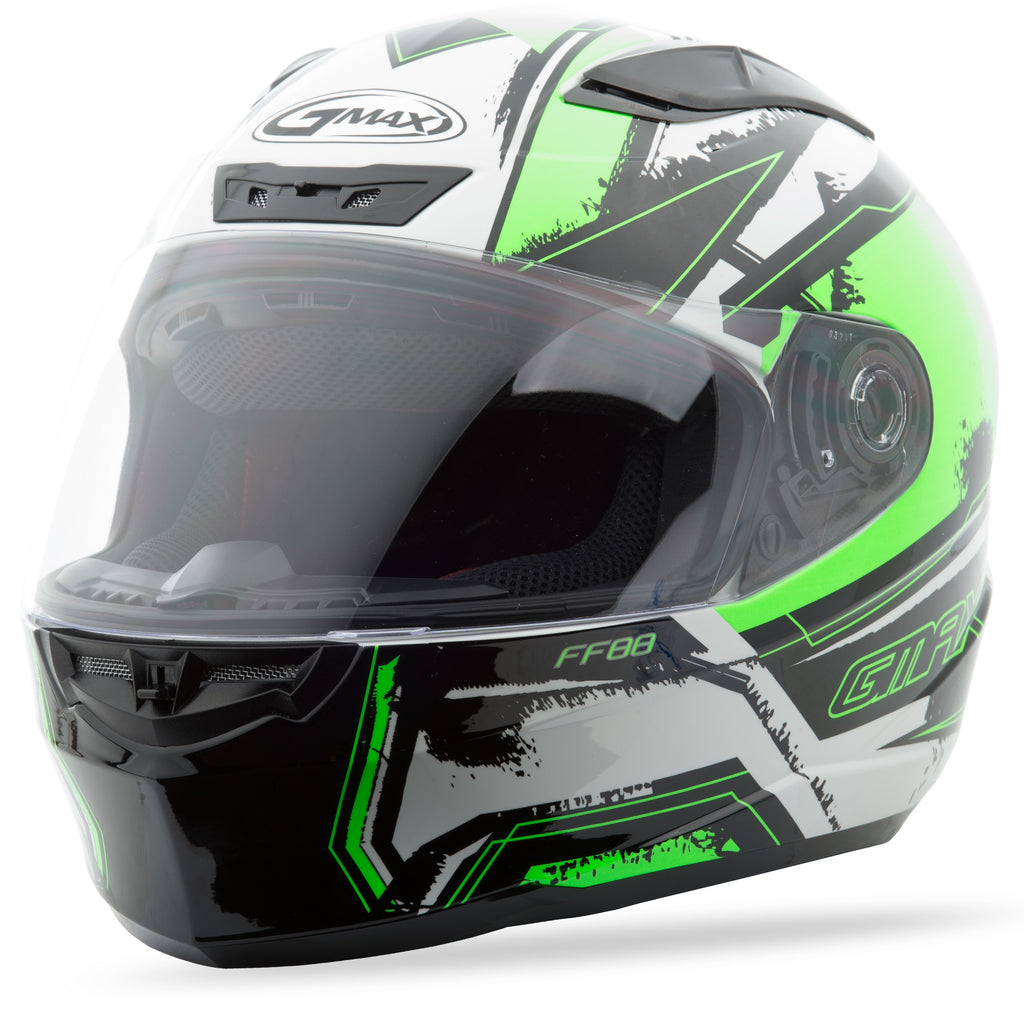 FF-88 FULL-FACE X-STAR HELMET WHITE/HI-VIS GREEN XS-atv motorcycle utv parts accessories gear helmets jackets gloves pantsAll Terrain Depot