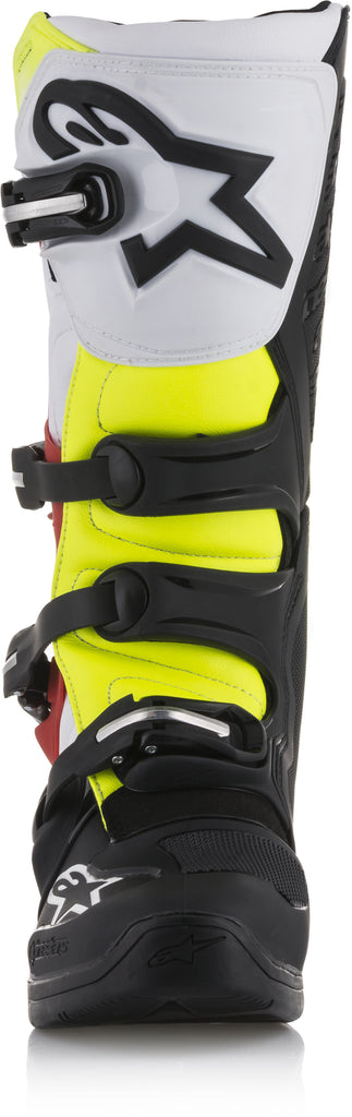 ALPINESTARS TECH 5 BOOTS BLACK/WHITE/RED/YELLOW SZ 05 2015015-1235-5