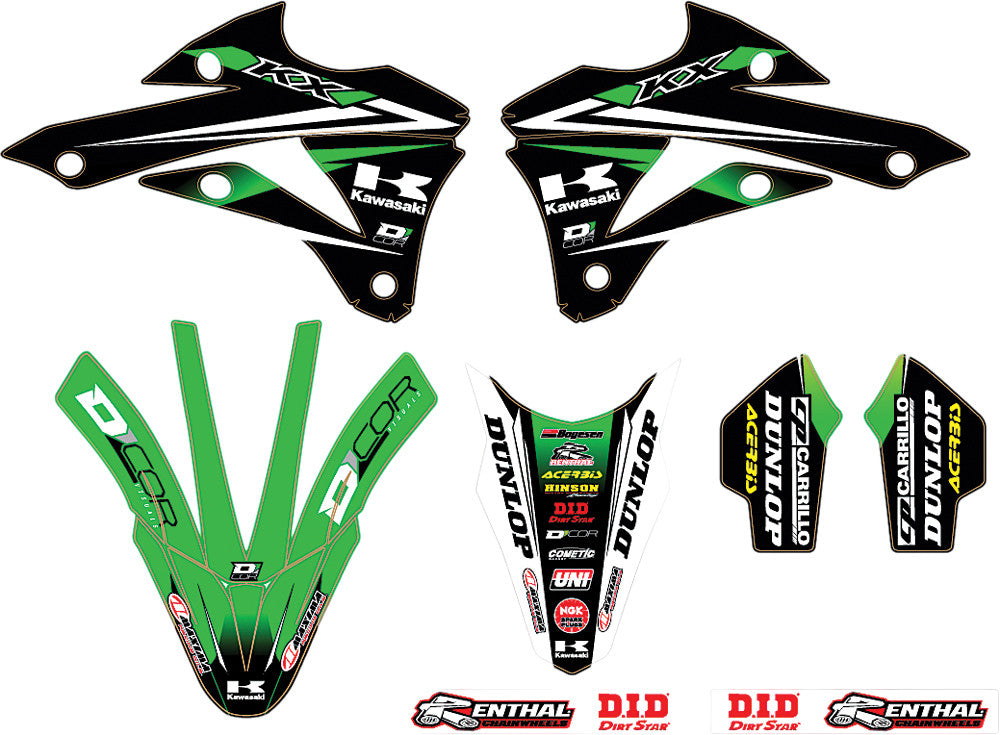 D'COR 2014 MONSTER ENERGY KAWASAKI TEAM GREEN GRAPHICS/TRIM KIT 10-20-524
