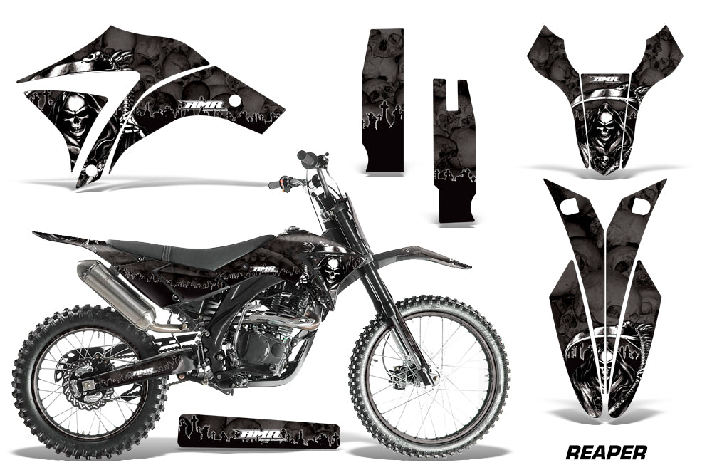 Dirt Bike Graphics Kit Decal Wrap + # Plates For Apollo Orion 250RX REAPER BLACK-atv motorcycle utv parts accessories gear helmets jackets gloves pantsAll Terrain Depot
